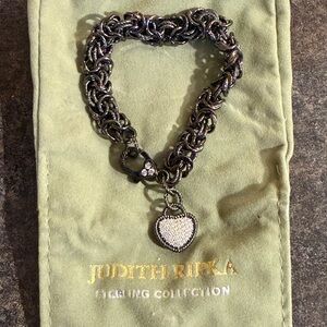 Judith Ripka Black Rhodium Sterling Silver Verona Byzantine Charm Bracelet